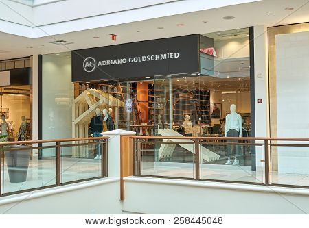 Aventura, Usa - August 23, 2018: Adriano Goldschmied Famous Boutique In Aventura Mall. Adriano Golds