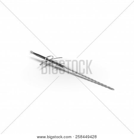German Landsknecht Flamberge Sword On White. 3d Illustration