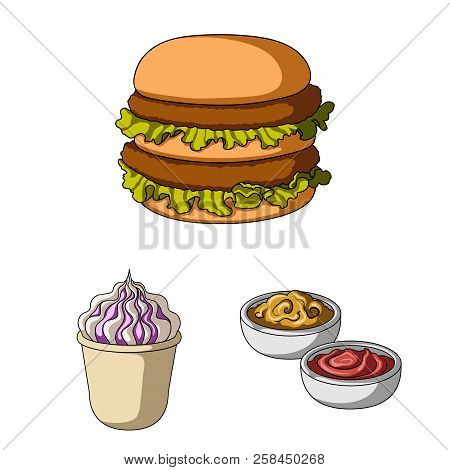 Fast Food Cartoon Icons In Set Collection For Design.food From Semi-finished Products Vector Symbol 