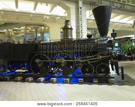 26.05.2018, Wien, Austria: Old Vintage Steam Engine Locomotive Train In Museum