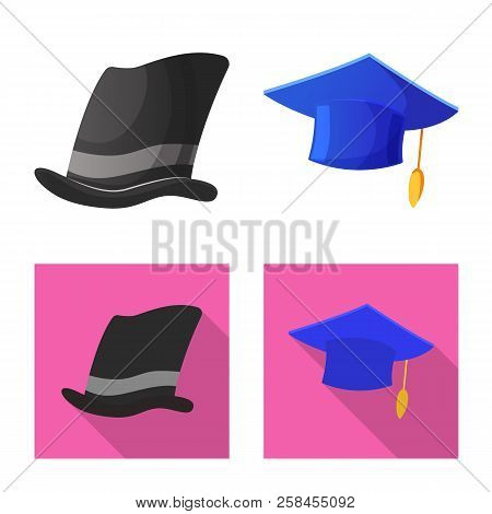 Isolated Object Of Headgear And Cap Sign. Set Of Headgear And Accessory Stock Vector Illustration.
