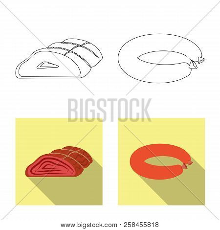 Vector Illustration Of Meat And Ham Icon. Set Of Meat And Cooking Vector Icon For Stock.