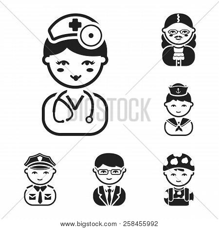 People Of Different Professions Black Icons In Set Collection For Design. Worker And Specialist Vect