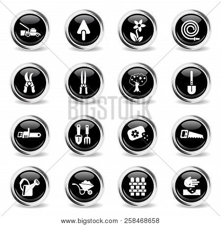 Landscape Design Web Icons - Black Round Chrome Buttons