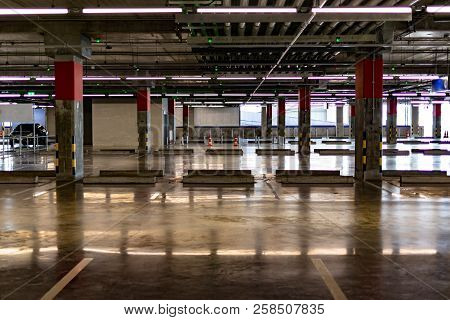 Parking Underground Car Empty Carpark Lot Garage Interior Space Background