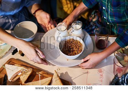 Delicious Crunch Muesli Warm White Cafe Morning Breakfast