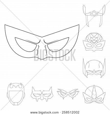 Vector Design Of Hero And Mask Symbol. Collection Of Hero And Superhero Vector Icon For Stock.