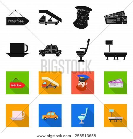 Vector Design Of Airport And Airplane Icon. Set Of Airport And Plane Stock Vector Illustration.