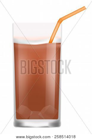 Glass Of Ice Coffee Icon. Realistic Illustration Of Glass Of Ice Coffee Vector Icon For Web Design I