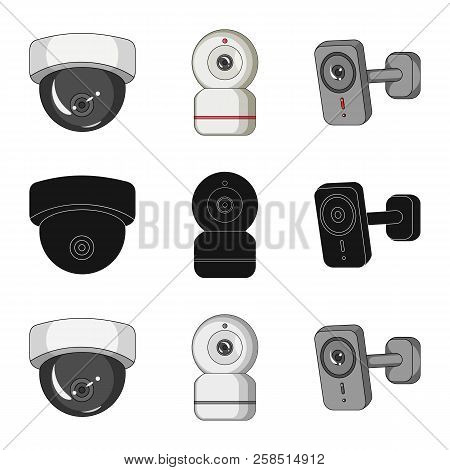 Vector Design Of Cctv And Camera Logo. Collection Of Cctv And System Stock Symbol For Web.