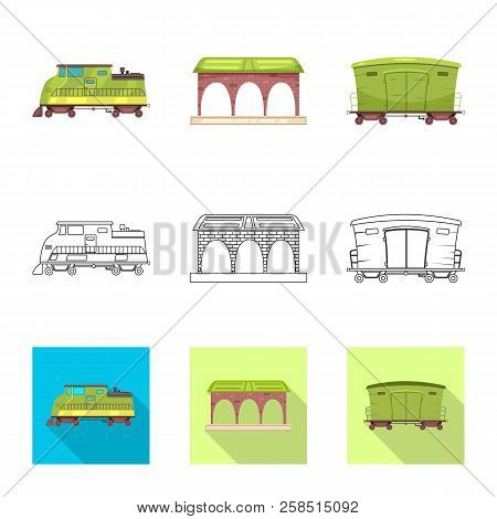 Isolated Object Of Train And Station Logo. Collection Of Train And Ticket Stock Vector Illustration.