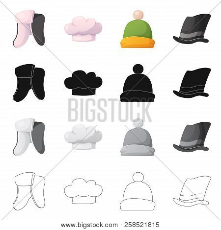Vector Design Of Headgear And Cap Sign. Collection Of Headgear And Accessory Stock Vector Illustrati