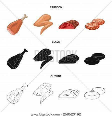 Vector Illustration Of Meat And Ham Logo. Collection Of Meat And Cooking Vector Icon For Stock.