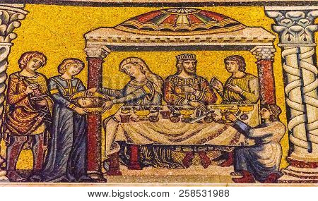 Florence, Italy - September 23, 2017 John The Baptist Mosaic Dome Bapistry Saint John Duomo Cathedra