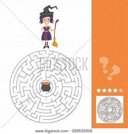 Maze Game For Kids With Witch. Lets Help This Old Witch To Find Cauldron. Worksheet For Class Or At 