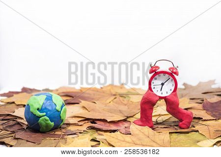 Daylight Saving Time. Wall Clock Going To Winter Time. Autumn Abstraction.