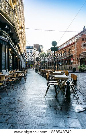 BRUSSELS, BELGIUM - August 27, 2017: Traditional restaurant cafein Brussels city, Belgium.