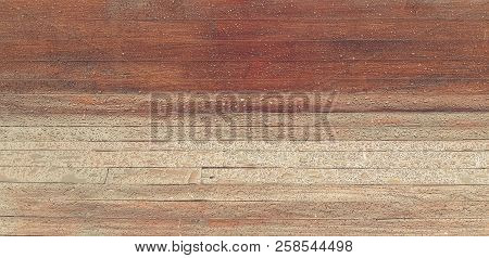 Drops Of Rain On Wooden Background. Wet Bench