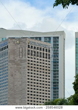 Miami, Usa - August 22, 2018: Intercontinental Skyscraper In Miami, Florida. Iintercontinental Hotel