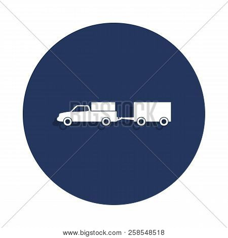 Loaded Pick-up Truck With A Trailer Icon In Badge Style. One Of Cars Collection Icon Can Be Used For
