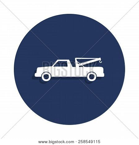 Pick-up Truck With A Crane Icon In Badge Style. One Of Cars Collection Icon Can Be Used For Ui, Ux