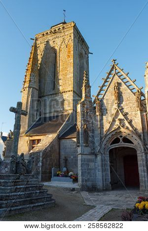 Outdoors Of Saint Tugen Chapel In Primelin At The End Of A Day