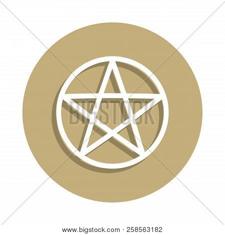 Wicca Pentagram Sign Icon In Badge Style. One Of Religion Symbol Collection Icon Can Be Used For Ui,