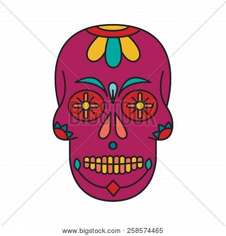 Calavera Icon. Cartoon Calavera Vector Icon For Web Design Isolated On White Background