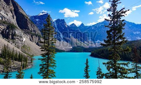 Turquoise Lake Glacier Water In Mountain Tops
