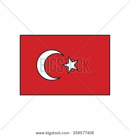 Turkey Flag Icon. Cartoon Turkey Flag Vector Icon For Web Design Isolated On White Background
