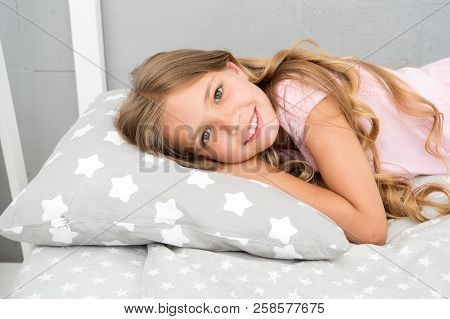 Good Morning. Girl Child Long Hair Lay Awake Close Up. Quality Of Sleep Depends On Many Factors. Cho