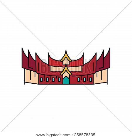 Pagaruyung Palace Icon. Cartoon Pagaruyung Palace Vector Icon For Web Design Isolated On White Backg