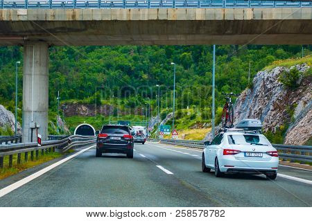 Highway A1, Vicinity Of Zadar, Croatia, July 1 2018: A1 Highway In Croatia From Zagreb To Split And 