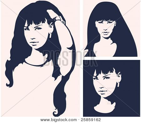 Donna faccia vector set