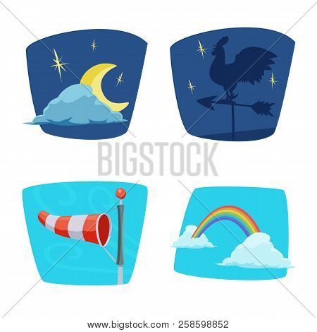 Vector Illustration Of Weather And Climate Sign. Set Of Weather And Cloud Stock Vector Illustration.