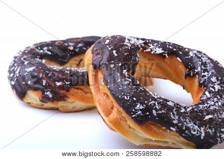 Homemade Traditional Polish Sweets Doughnuts Isolated On White Background.