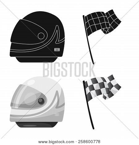 Isolated Object Of Car And Rally Sign. Set Of Car And Race Vector Icon For Stock.