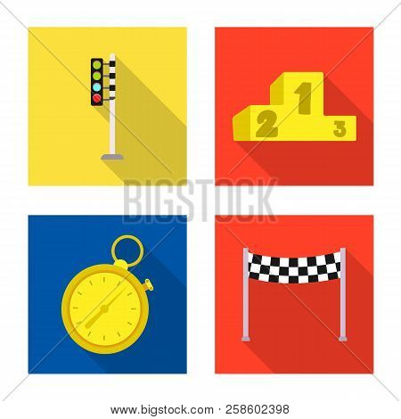 Vector Design Of Car And Rally Icon. Set Of Car And Race Vector Icon For Stock.