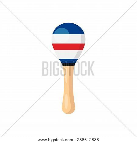 Child Toy. Oldest Shock-noise Musical Instrument. Maracas Isolated On White Background. Vector Illus