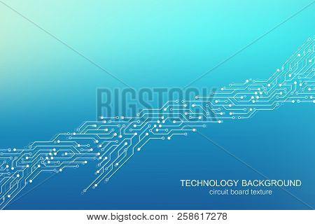 Computer Motherboard Vector Background With Circuit Board Electronic Elements. Electronic Texture Fo