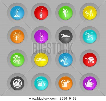 Gardening Colored Plastic Round Buttons Web Icons For User Interface Design
