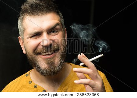Stop Smoking Addiction. Bad Guy Addict With A Syringe Using Drugs. Actual Social Problem. Drug Addic