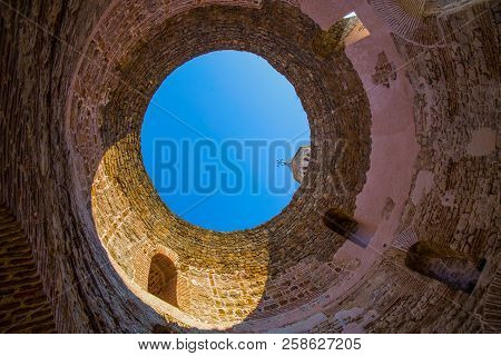 A Hole In The Ceiling In A Wing Of The Diocletianus Palace, Split, Dalmatia, Croatia