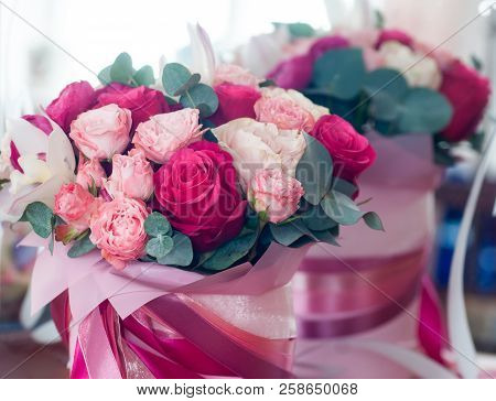Bridal Bouquet Of Red, Pink And White Roses