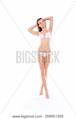 Procedure Enhancement Clean Clear Freshness Concept. Vertical Full Size Portrait Of Tender Sensual W