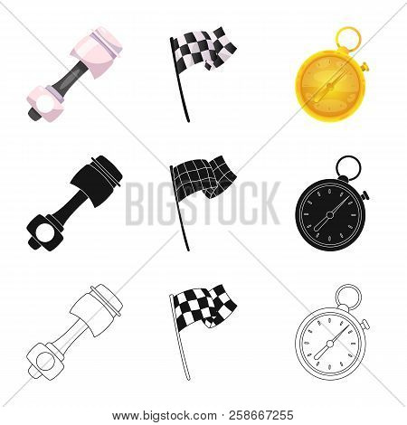 Vector Illustration Of Car And Rally Sign. Set Of Car And Race Stock Vector Illustration.