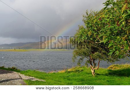 Breathtaking View Of The Kyle Of Lochalsh With A Stunning Rainbow