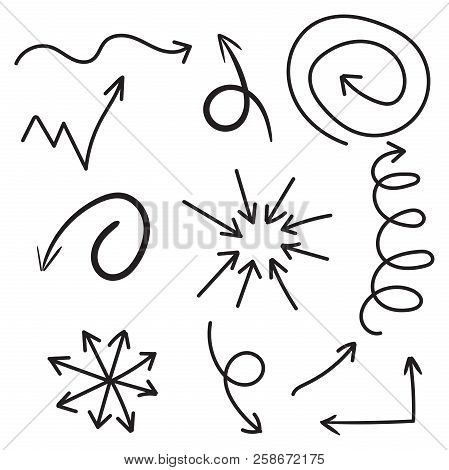 Arrows Icon Set. Hand Drawn Vector Illustration On White Backgro