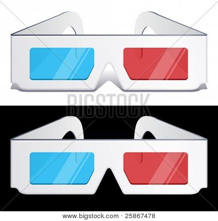 vektoros illusztráció, 3D-s szemüveg