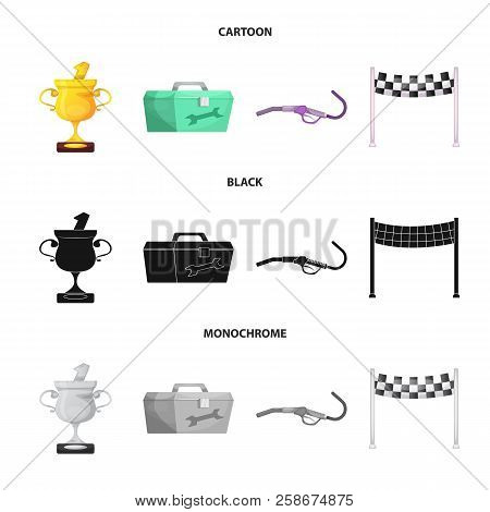 Vector Illustration Of Car And Rally Sign. Set Of Car And Race Stock Vector Illustration.